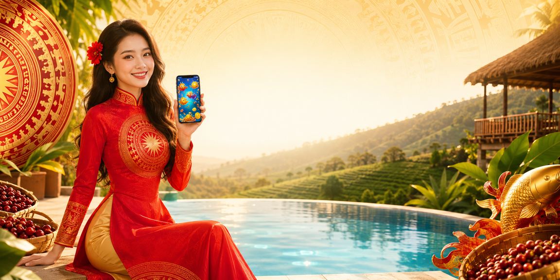 Người phụ nữ mặc áo dài tại Buôn Ma Thuột trải nghiệm trò chơi bắn cá trực tuyến trên điện thoại