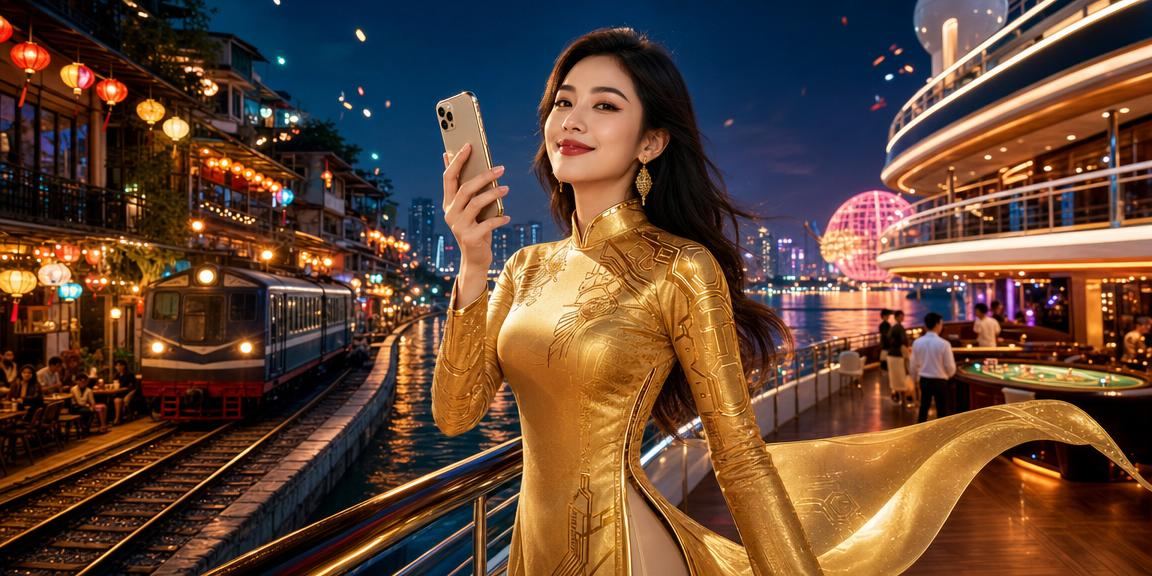 Người phụ nữ mặc áo dài tại Hà Nội trải nghiệm casino và nền tảng giải trí trực tuyến trên điện thoại