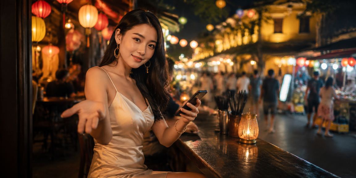 Người dùng tại Hội An xem bóng đá và truy cập 2075 qua điện thoại vào buổi tối