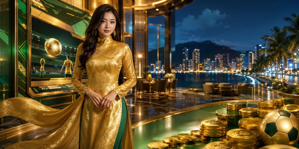 Người phụ nữ mặc áo dài tại Nha Trang theo dõi tỷ lệ cá cược thể thao trên nền tảng di động