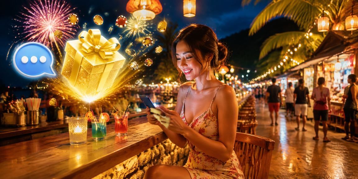 Người dùng tại Phú Quốc theo dõi khuyến mãi casino qua điện thoại tại chợ đêm